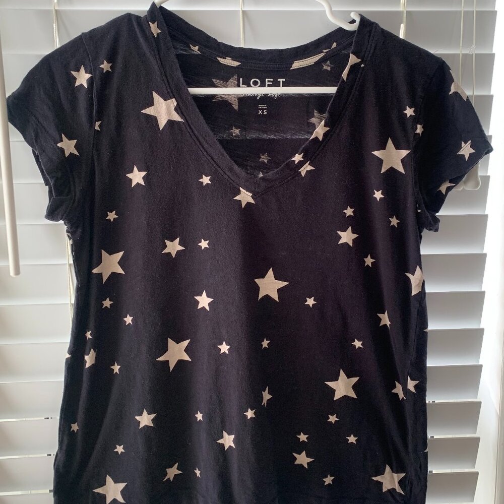 Loft Star Black Crop Tee
